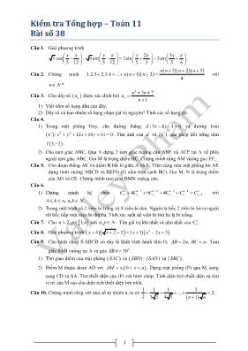 Kiểm tra Tổng hợp  Toán 11 Bài số 38